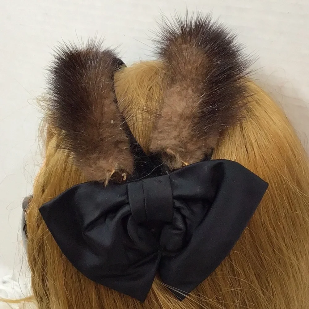 Vintage dark brown mink fur headband hat - Picture 2 of 9